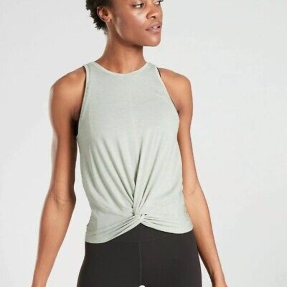 Athleta Tops - Athleta Essence Twist Front Opal Green Cropped Tank Top | XT2 Anti-Odor | S